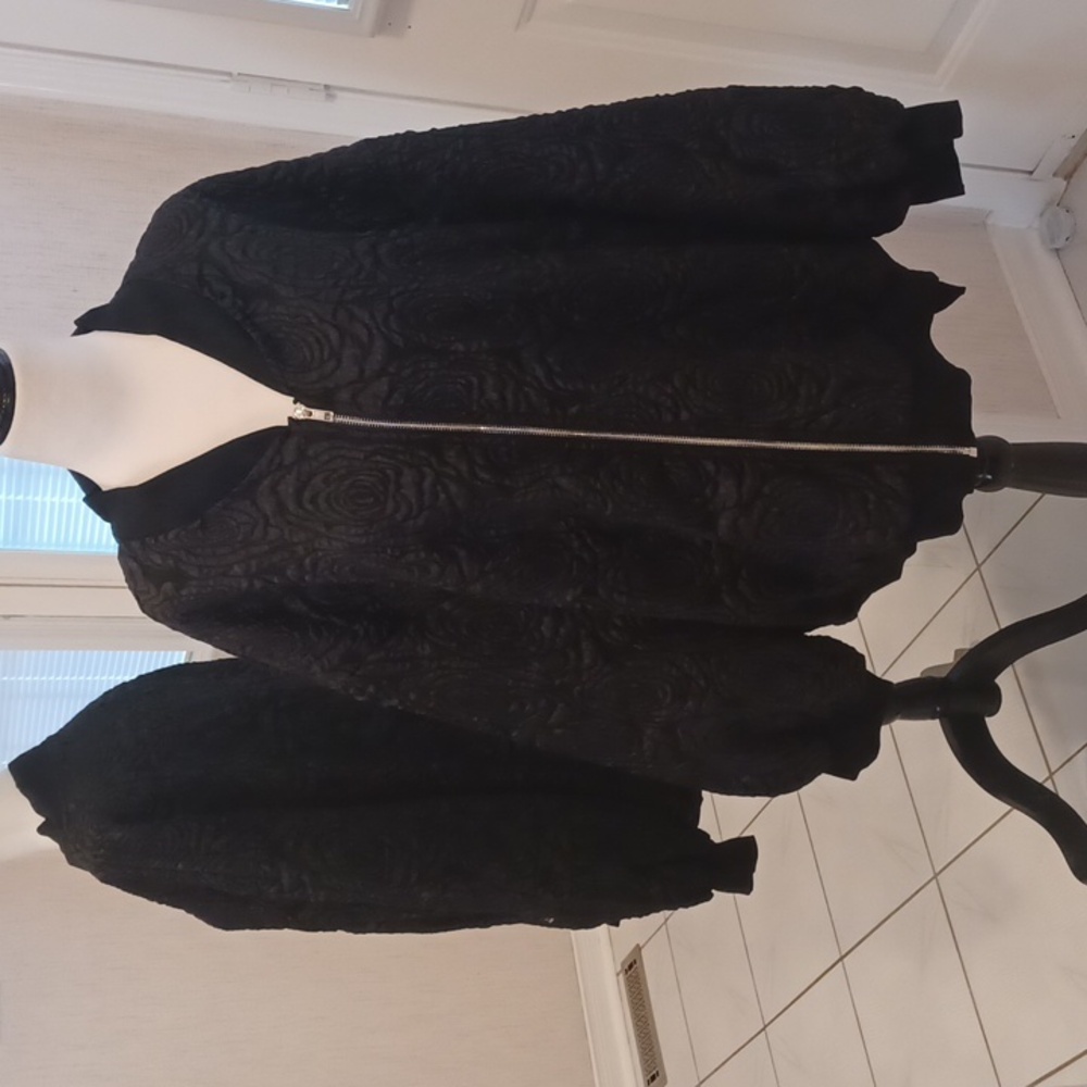 2/$50 New Elegant Black "Rose" Textured Jacket - Size 3XL (US18)
